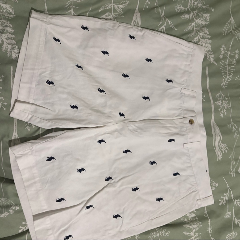 Ralph Lauren White Shorts with Navy Embroidery